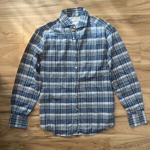 Brunello Cucinelli Slim Fit Plaid Button-Down Shirt XL Italy Luxury Cotton